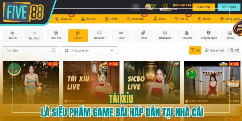 Tài xỉu là siêu phẩm game bài hấp dẫn tại nhà cái